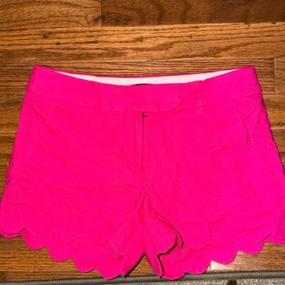 J. Crew High Waist Pink Scalloped Shorts